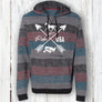 Vintage Ride USA Striped Fleece Hoodie – Unisex Horse Rider Sweatshirt with Zipper Pocket