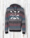 Vintage Ride USA Striped Fleece Hoodie – Unisex Horse Rider Sweatshirt with Zipper Pocket